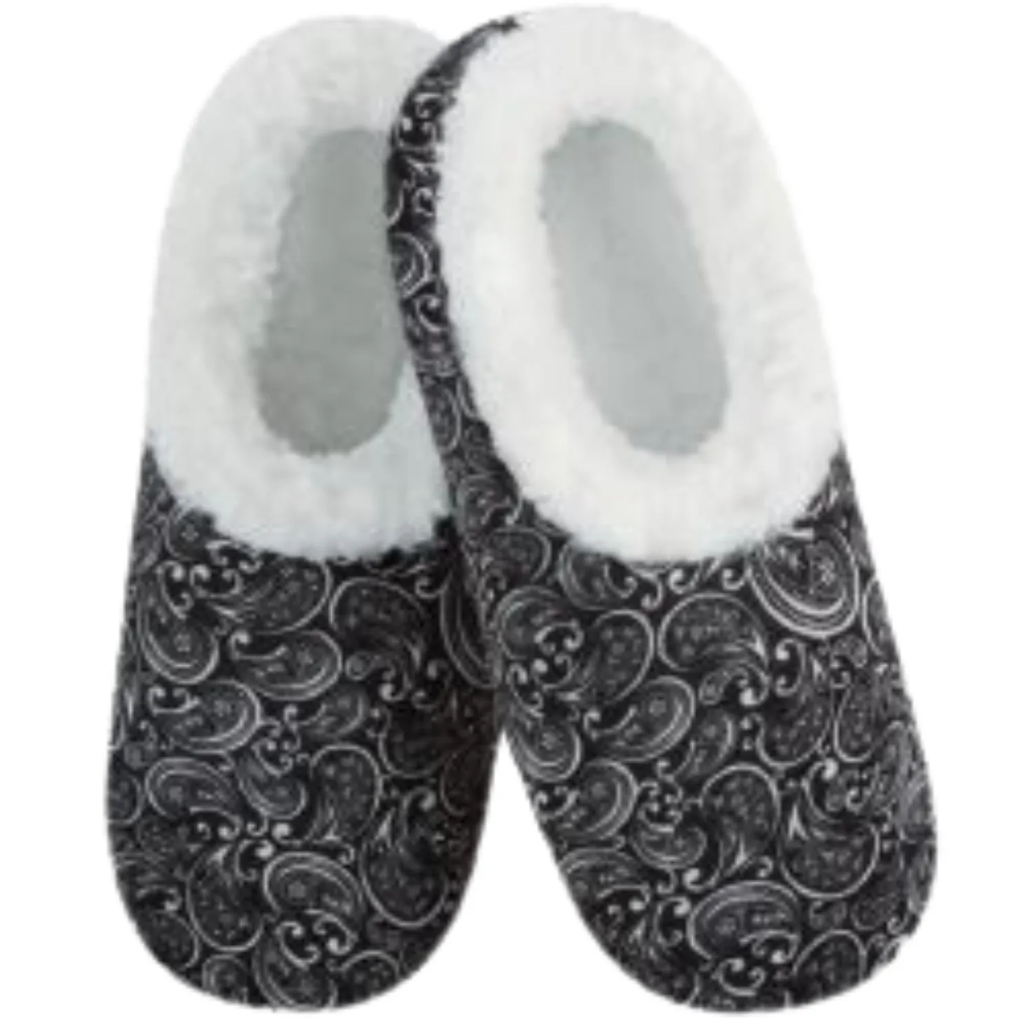 Women's Classic Cozy Snoozies White Paisley Swirls on Black