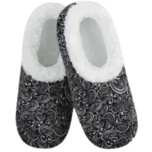 Women's Classic Cozy Snoozies White Paisley Swirls on Black