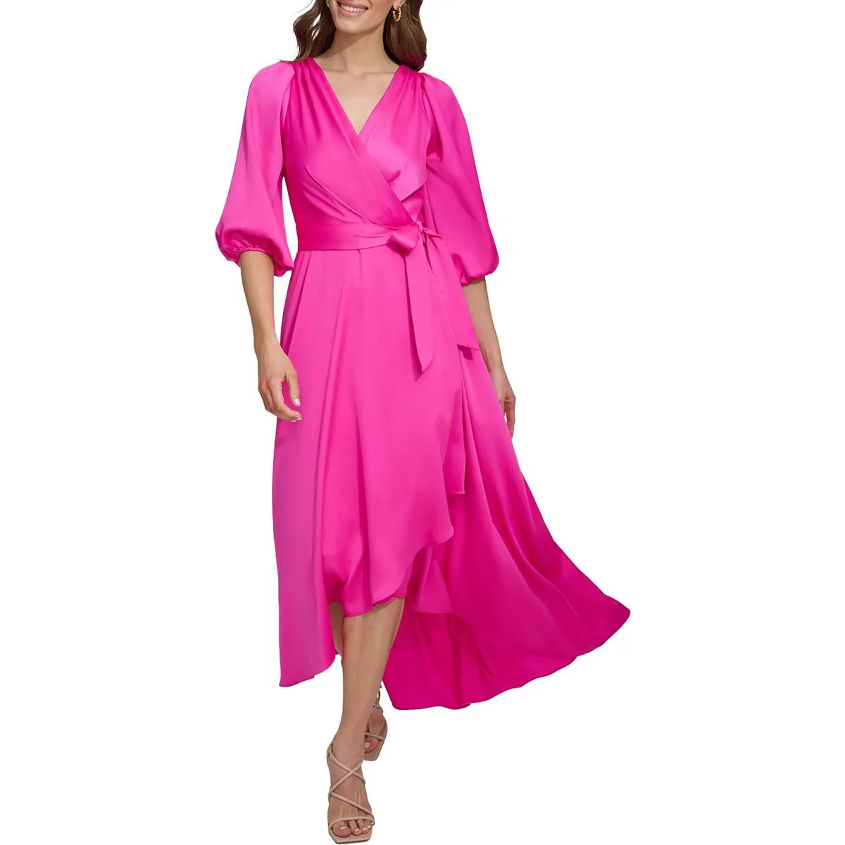 Womens Illusion Long Wrap Dress