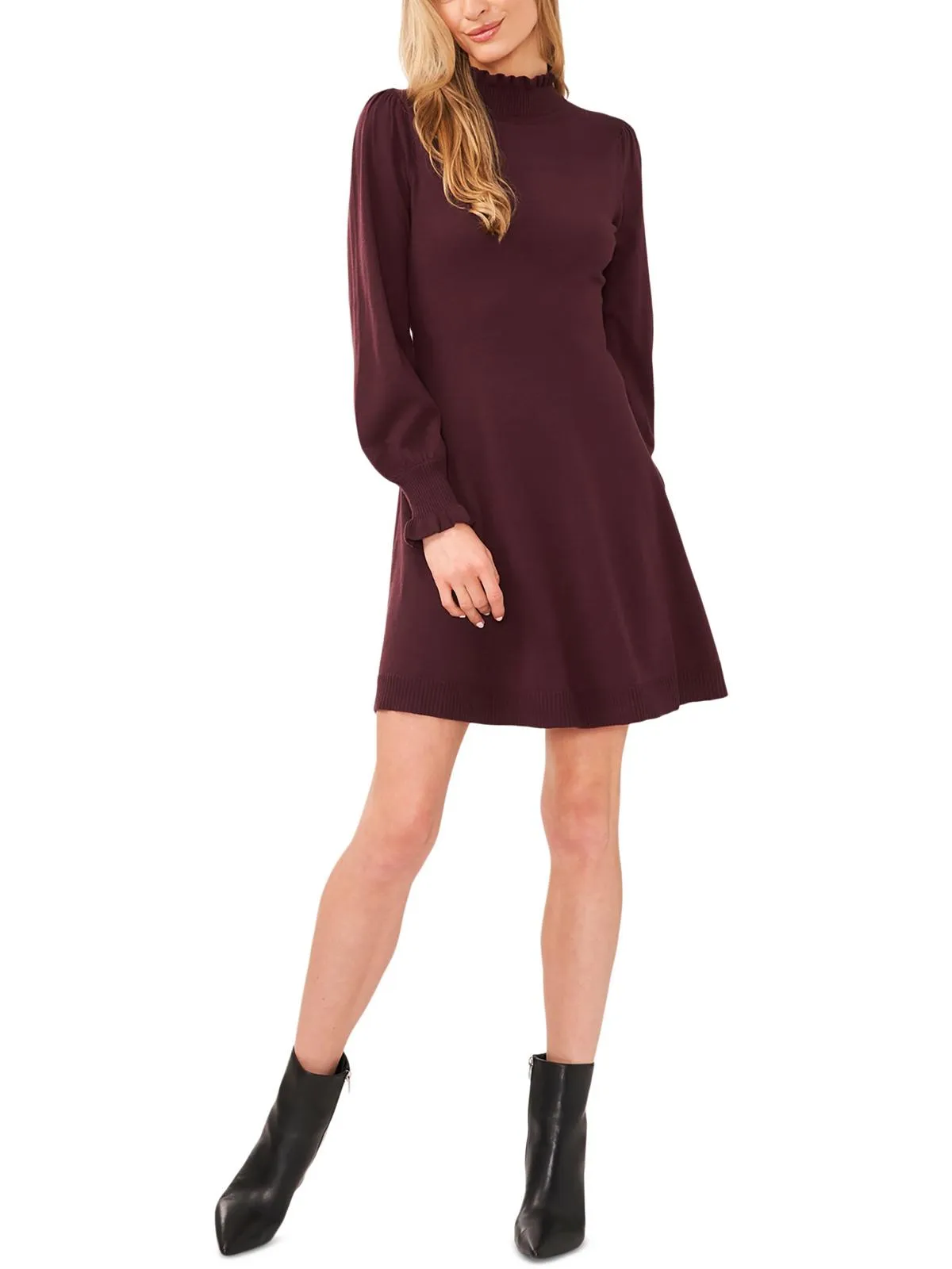 Womens Ruffled Midi Sweaterdress
