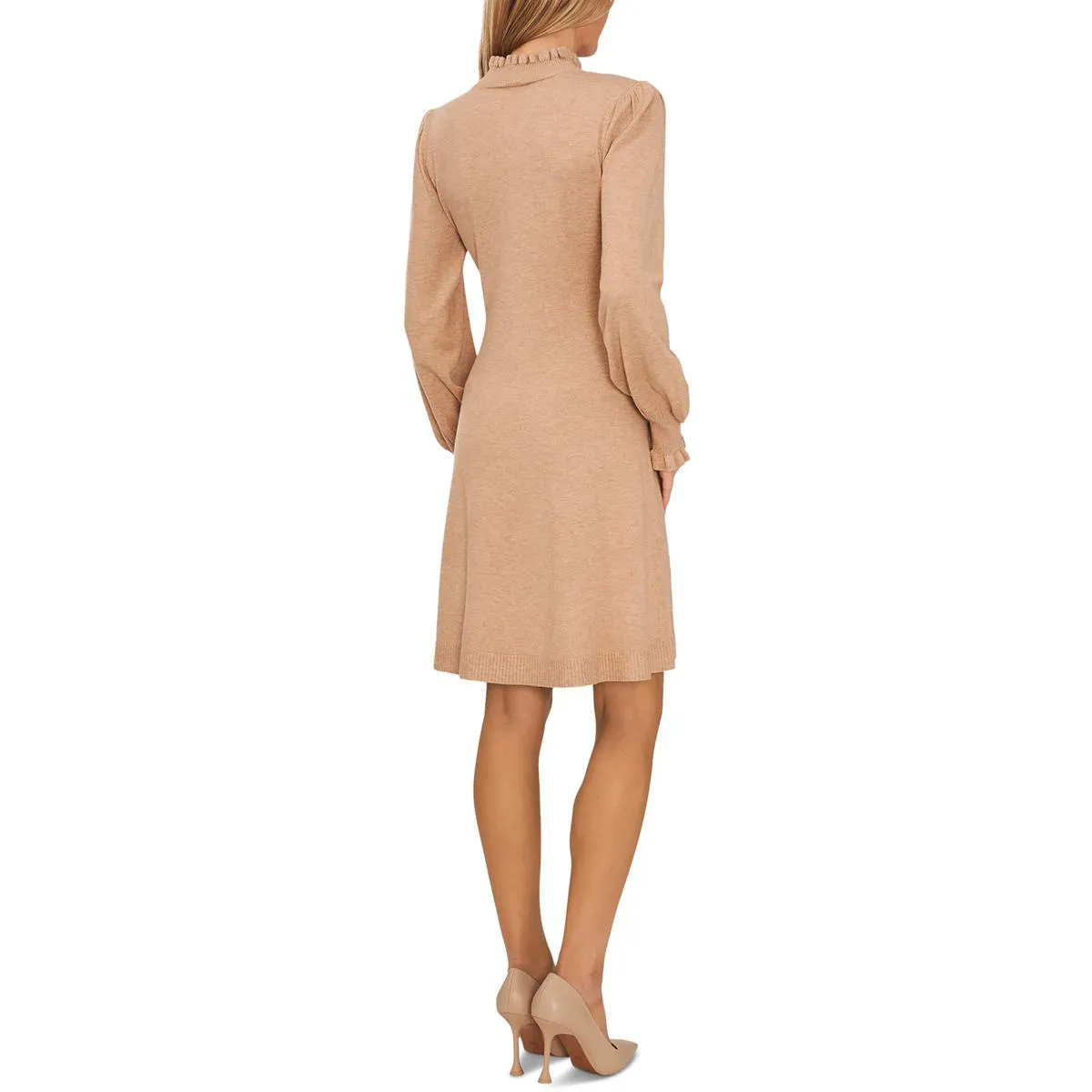 Womens Ruffled Midi Sweaterdress