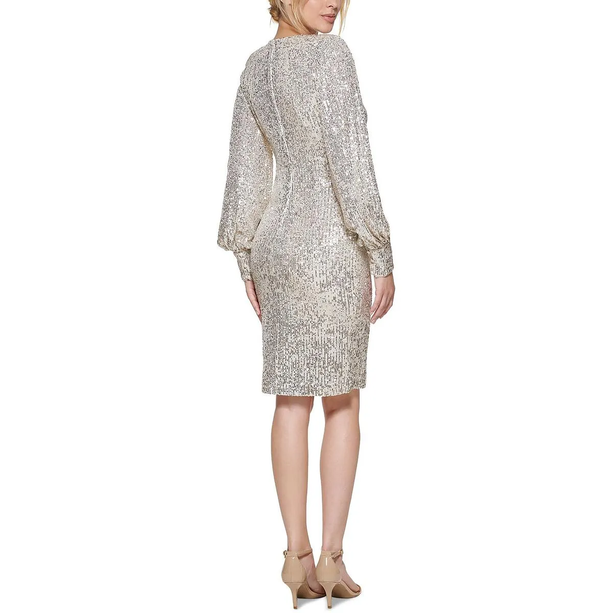 Womens Sequined Knee-Length Cocktail and Party Dress