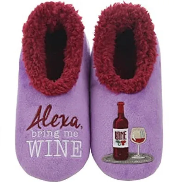 Women's Simply Pairables Cozy Snoozies Purple Alexa Bring Me Wine