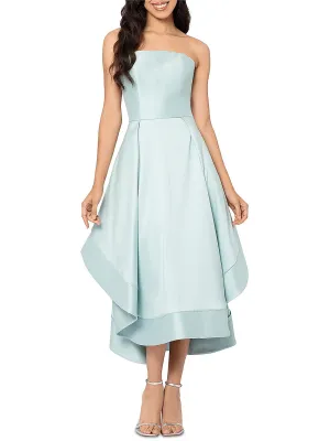Womens Strapless Pockets Midi Dress