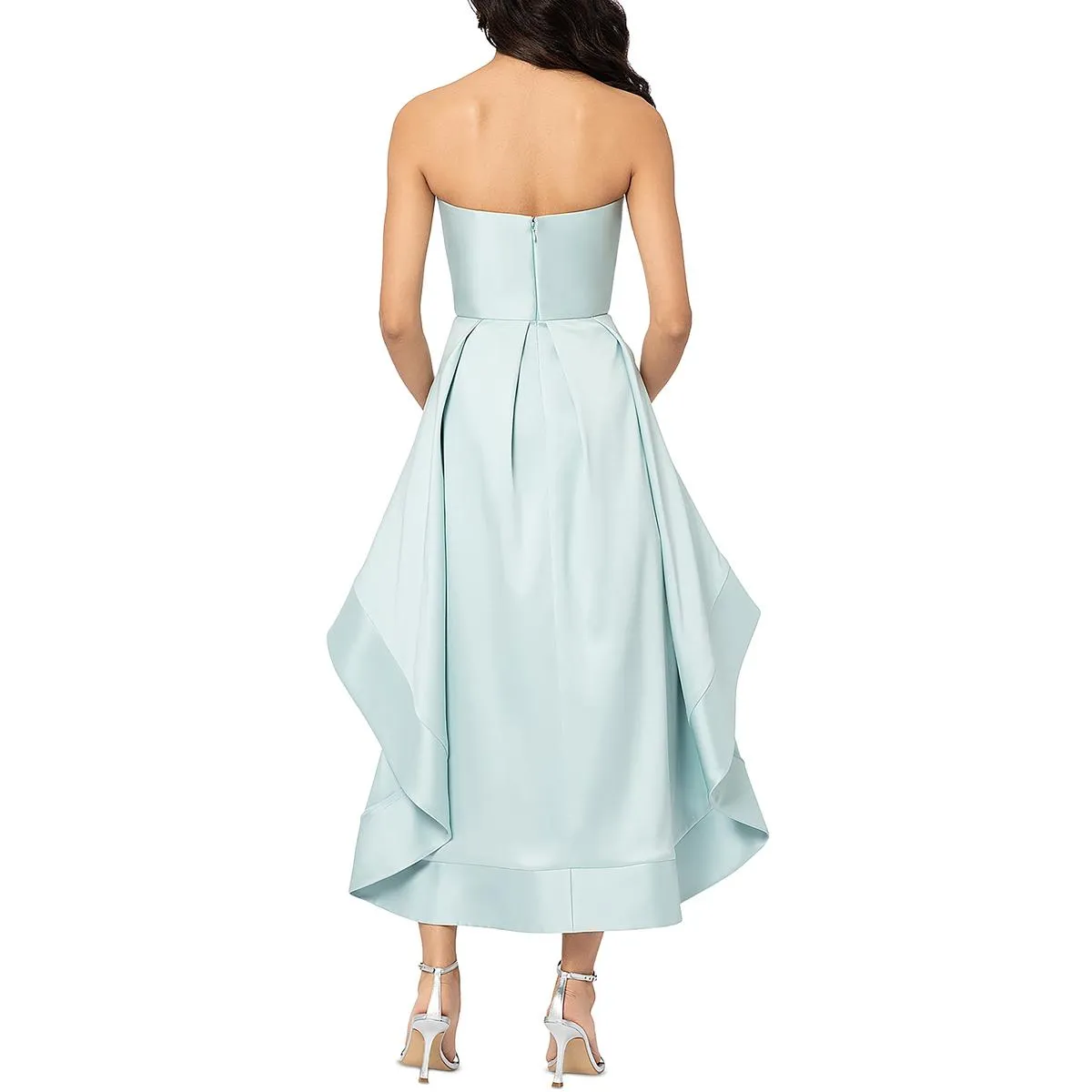 Womens Strapless Pockets Midi Dress