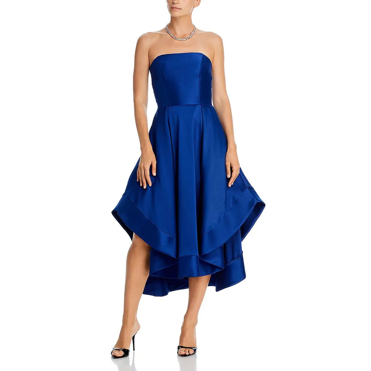 Womens Strapless Pockets Midi Dress