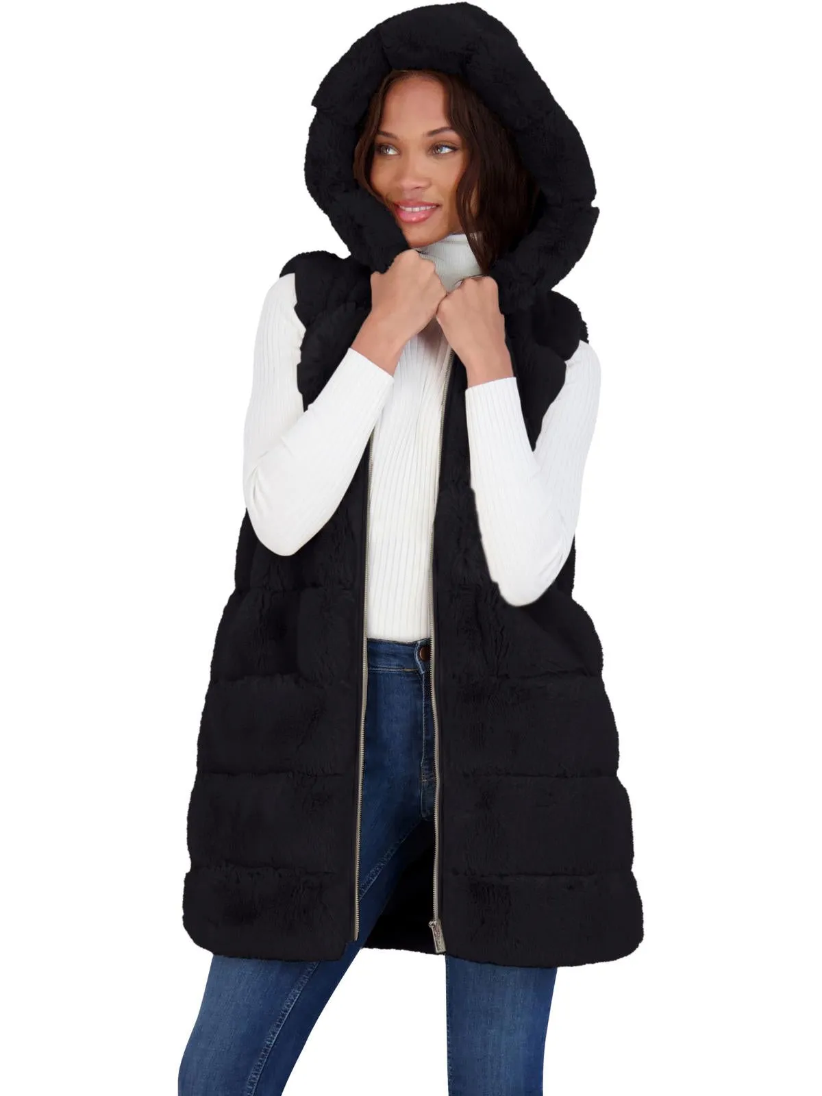 Womens Water Resistant Plush Outerwear Vest