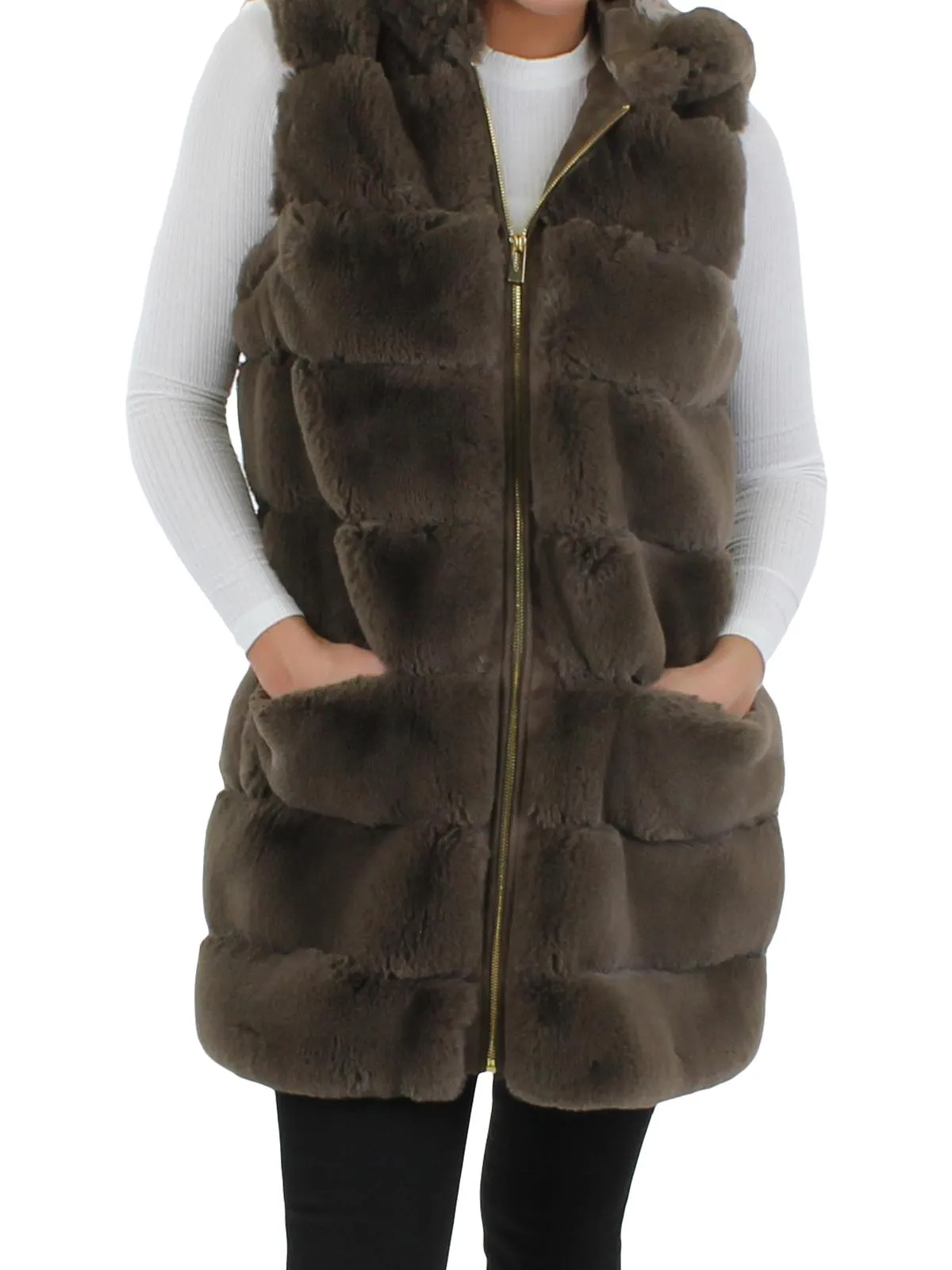 Womens Water Resistant Plush Outerwear Vest